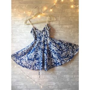 Circle Skirt Blue Floral Day Dress